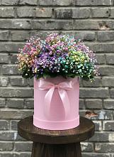 Цветочная композиция из Гипсофила и Розы в шляпной коробке в Намцах