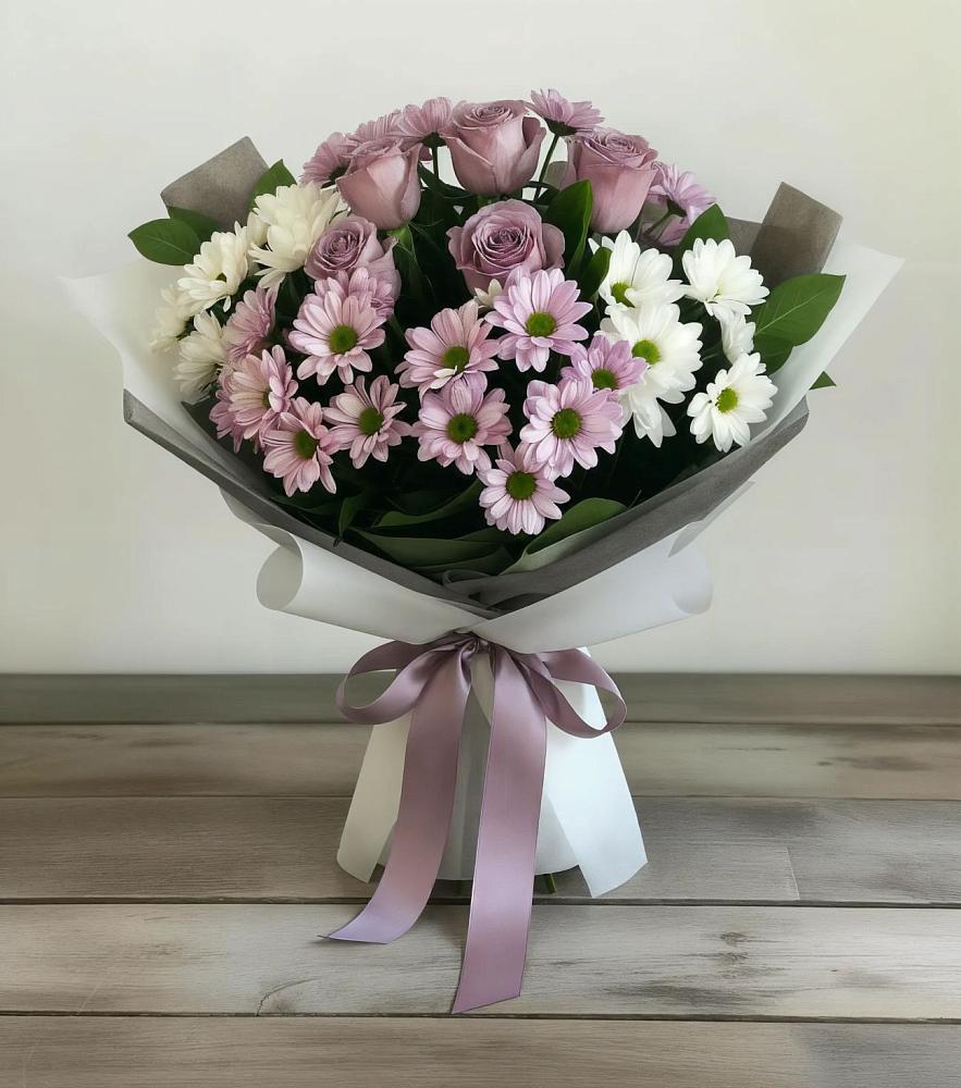 Букет цветов из: Хризантемы и Розы в Намцах