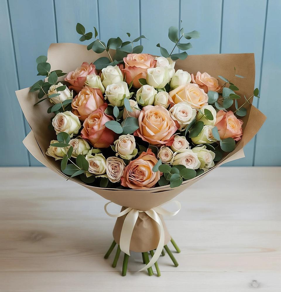Букет цветов из: Альстромерии и Розы в Намцах