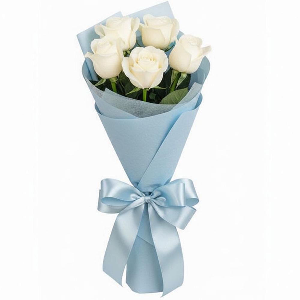 Букет 5 Белых роз Проуд в Намцах
