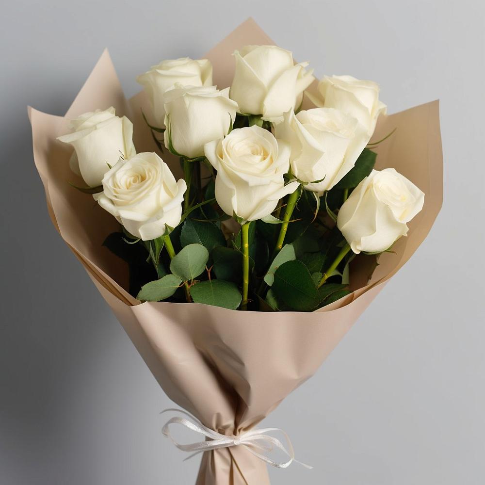 Букет 9 Белых роз Эдлесс Лав в Намцах