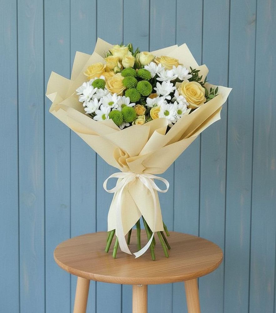 Букет цветов из: Хризантемы и Розы в Намцах