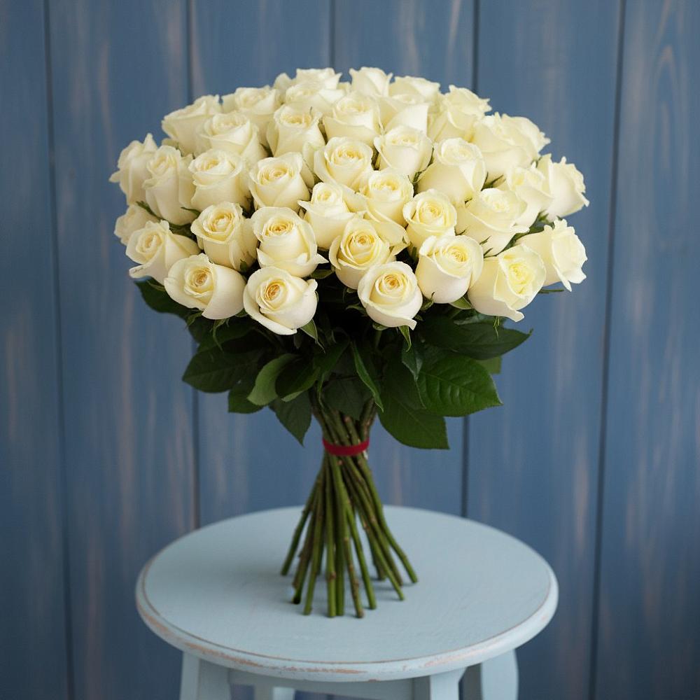 Букет 51 Белая роза Эдлесс Лав в Намцах