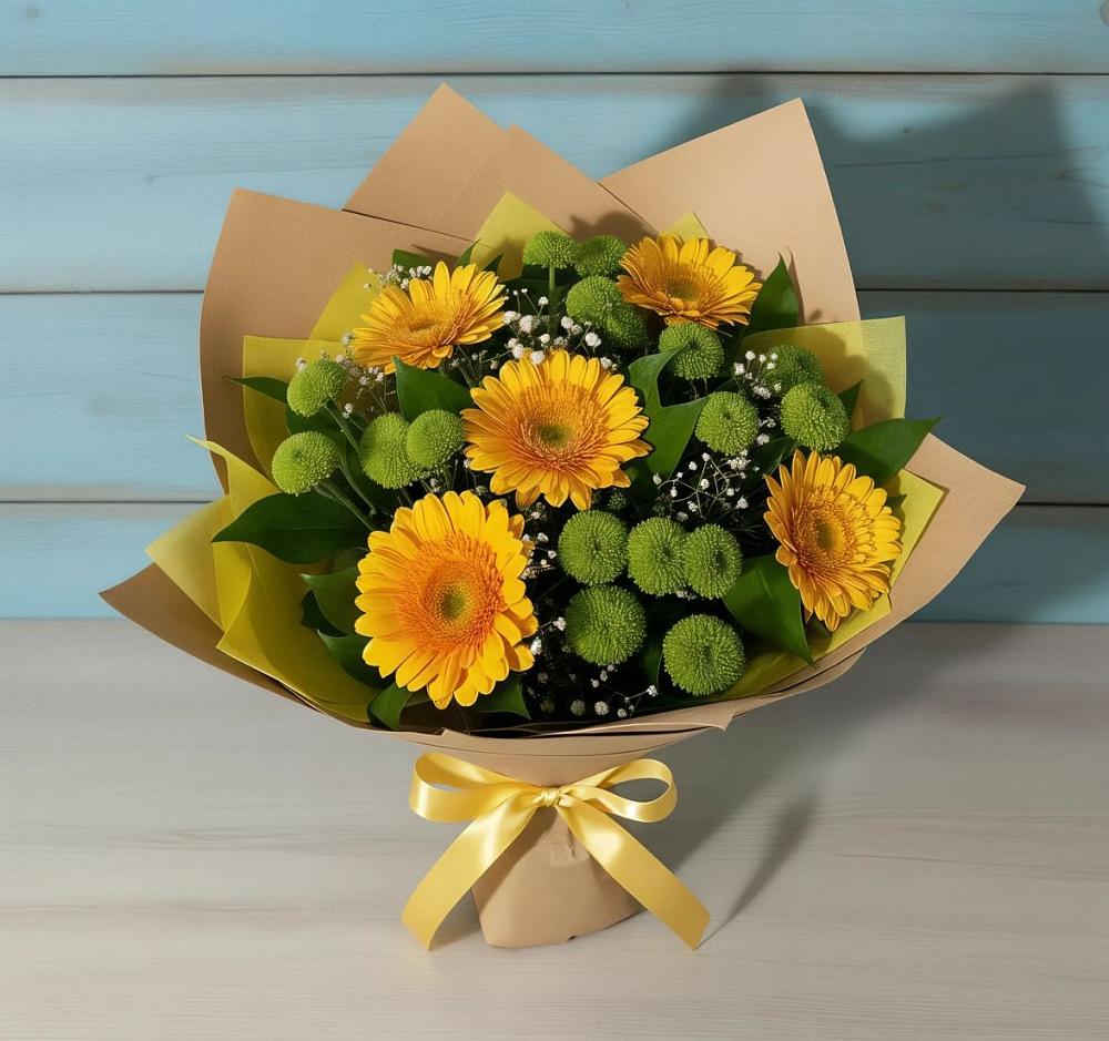 Букет цветов из: Герберы и Хризантемы в Намцах