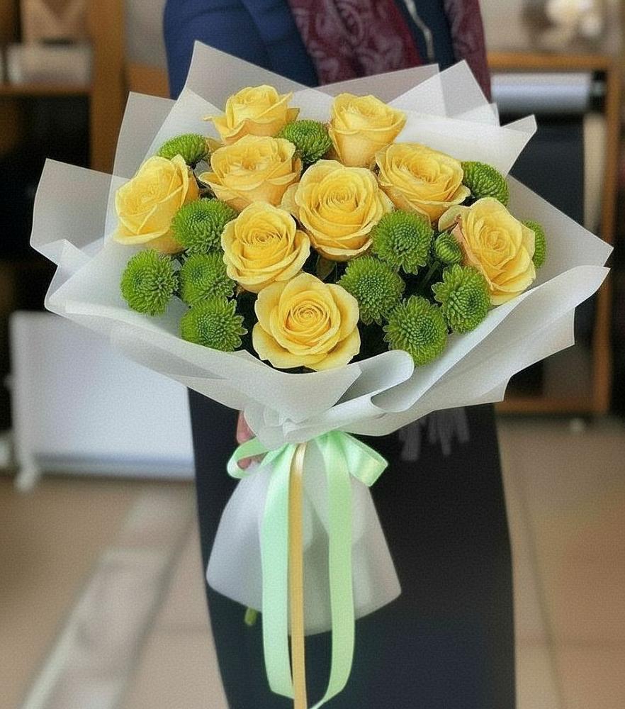 Букет цветов из: Хризантемы и Розы в Намцах