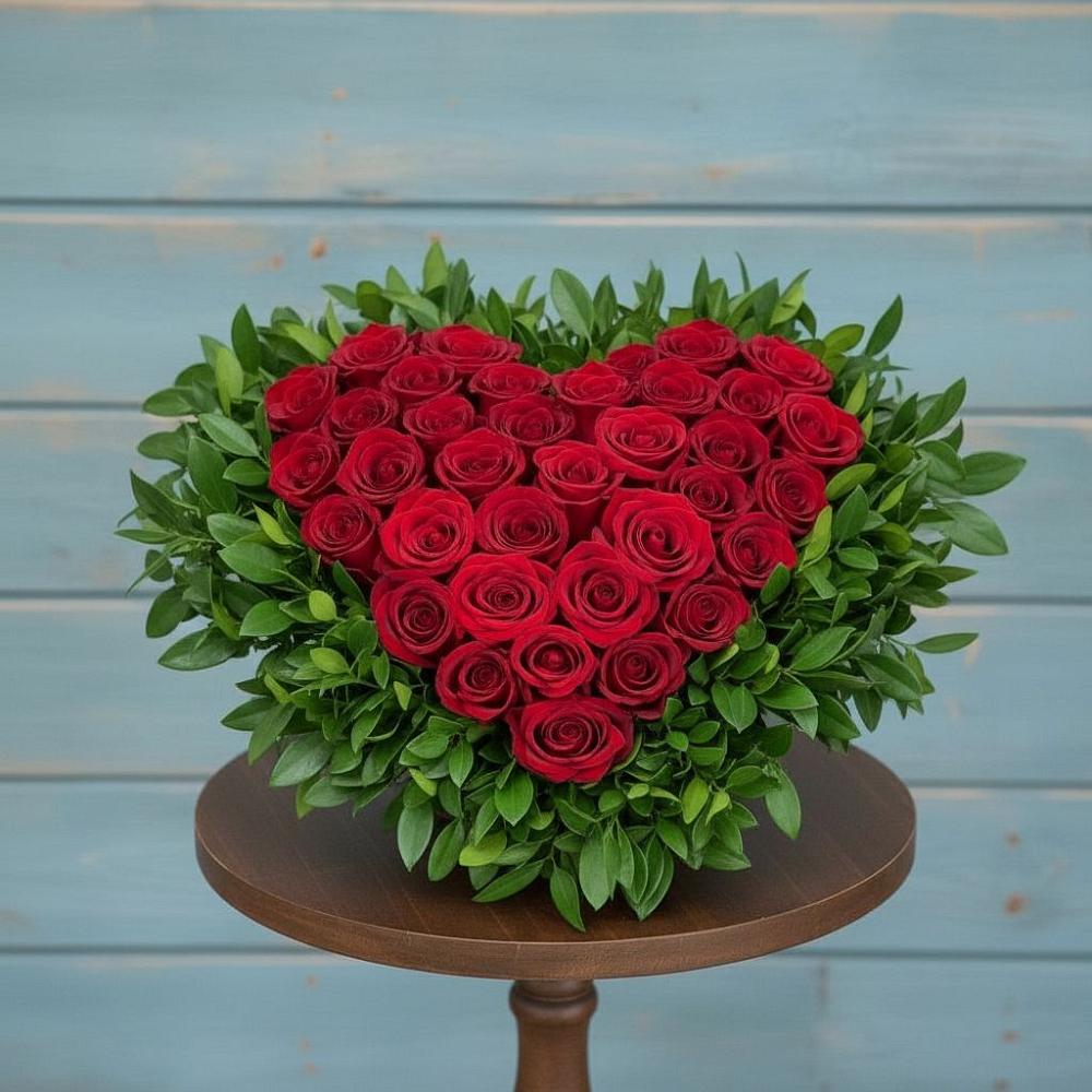 Цветочная композиция из Розы в виде сердца в Намцах