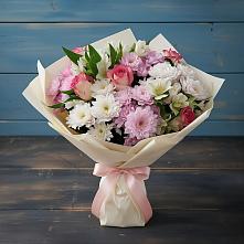 Букет цветов из:  Хризантемы, Альстромерии и Розы в Намцах