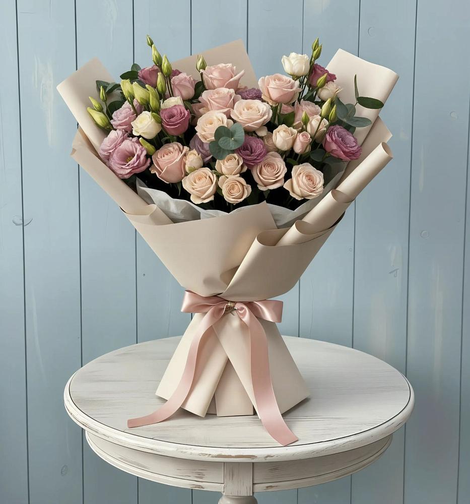 Букет цветов из: Розы и Лизиантусы в Намцах