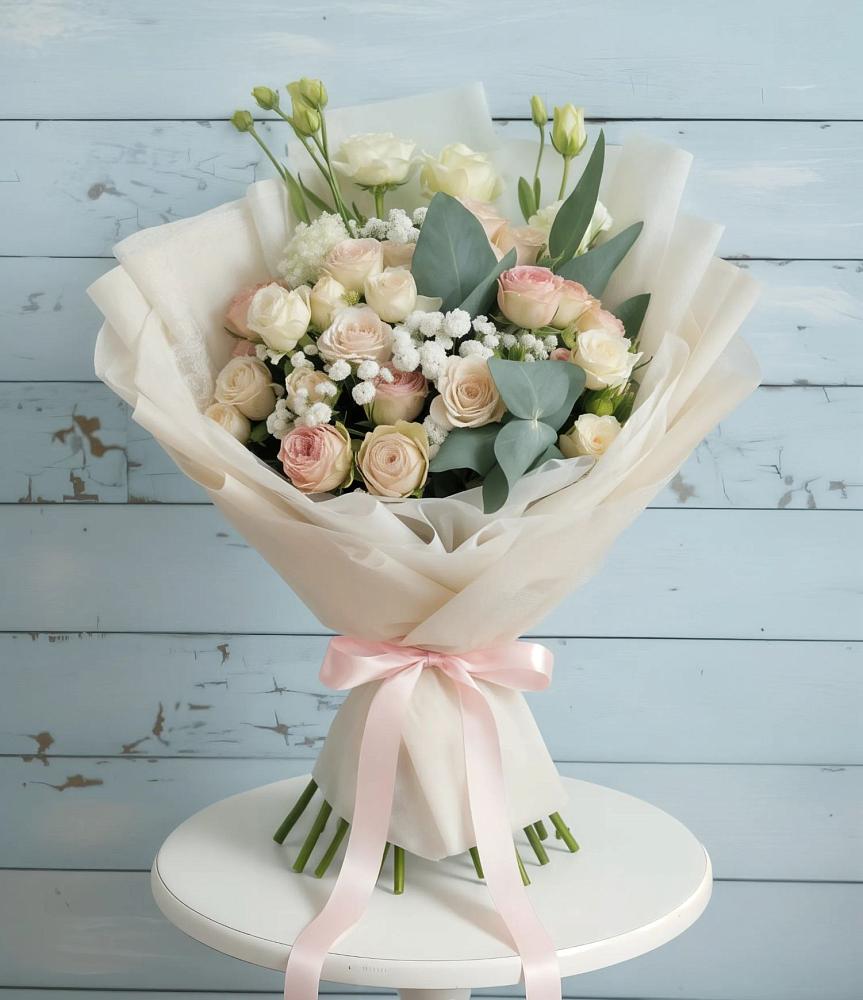 Букет цветов из: Розы и Лизиантусы в Намцах