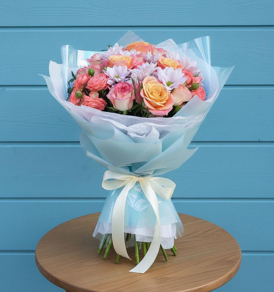 Букет цветов из: Хризантемы и Розы в Намцах