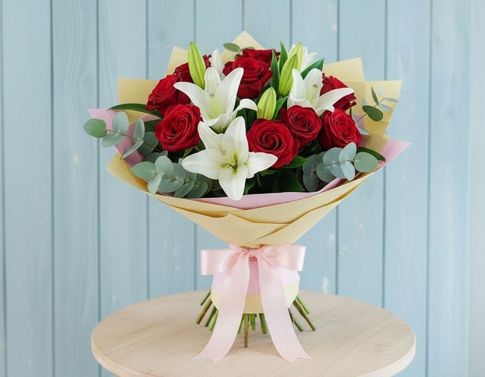 Букет цветов из: Лилии и Розы в Намцах